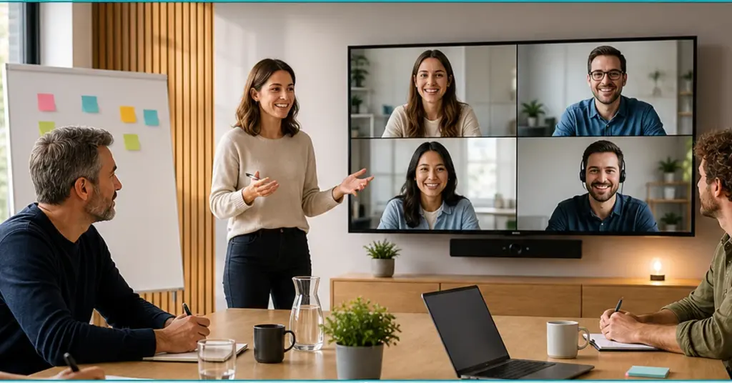 Beitragsbild zu hybride Meetings gestalten im Führungsalltag