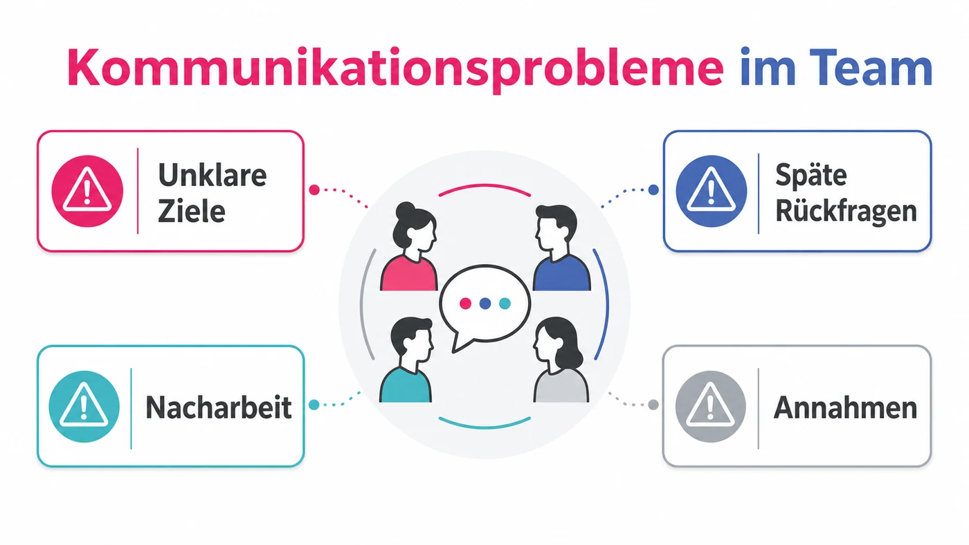 Infografik zu Kommunikationsprobleme im Team mit Intention, Wirkung und Ergebnisbild