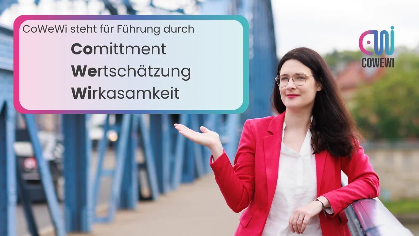 Christine Schmitt präsentiert das CoWeWi Prinzip bestehend aus Commitment, Wertschätzung, Wirksamkeit