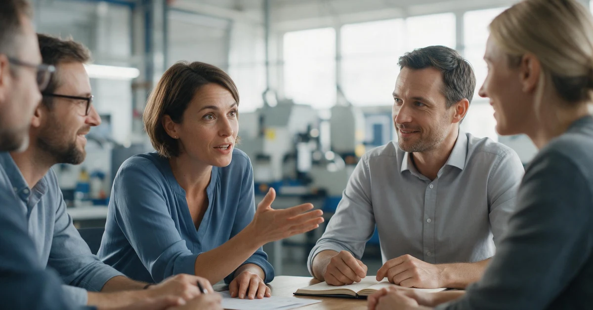 Team im Meeting spricht offen, ein Beispiel für psychologische Sicherheit im Team